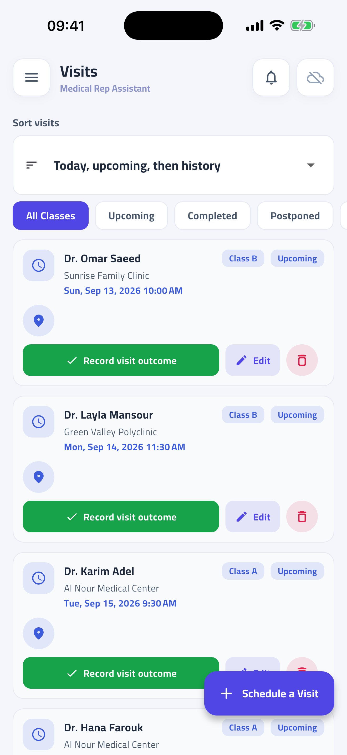 Today's visits, with the doctor one tap away