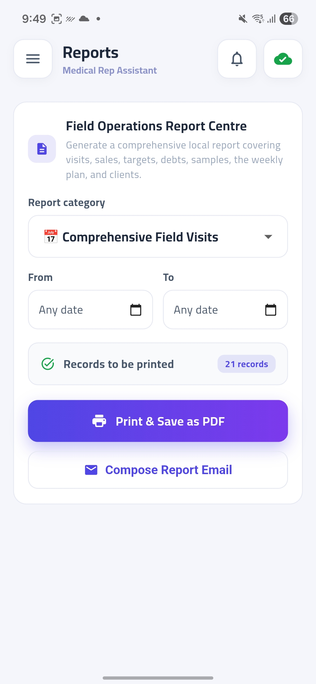 One-tap PDF reports